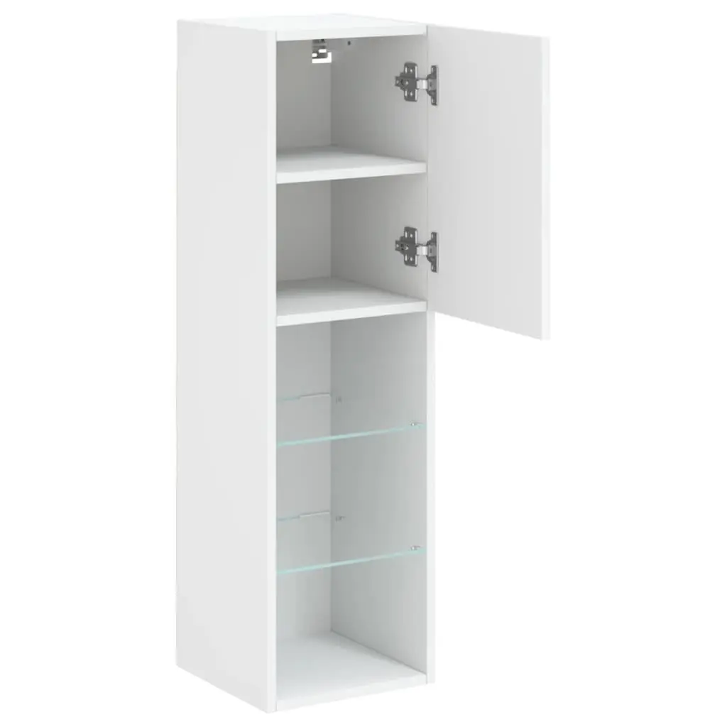 TV Cabinet RGB LED Lights Wall-Mounted Media Unit Storage White 30.5 x 30 x 102 cm