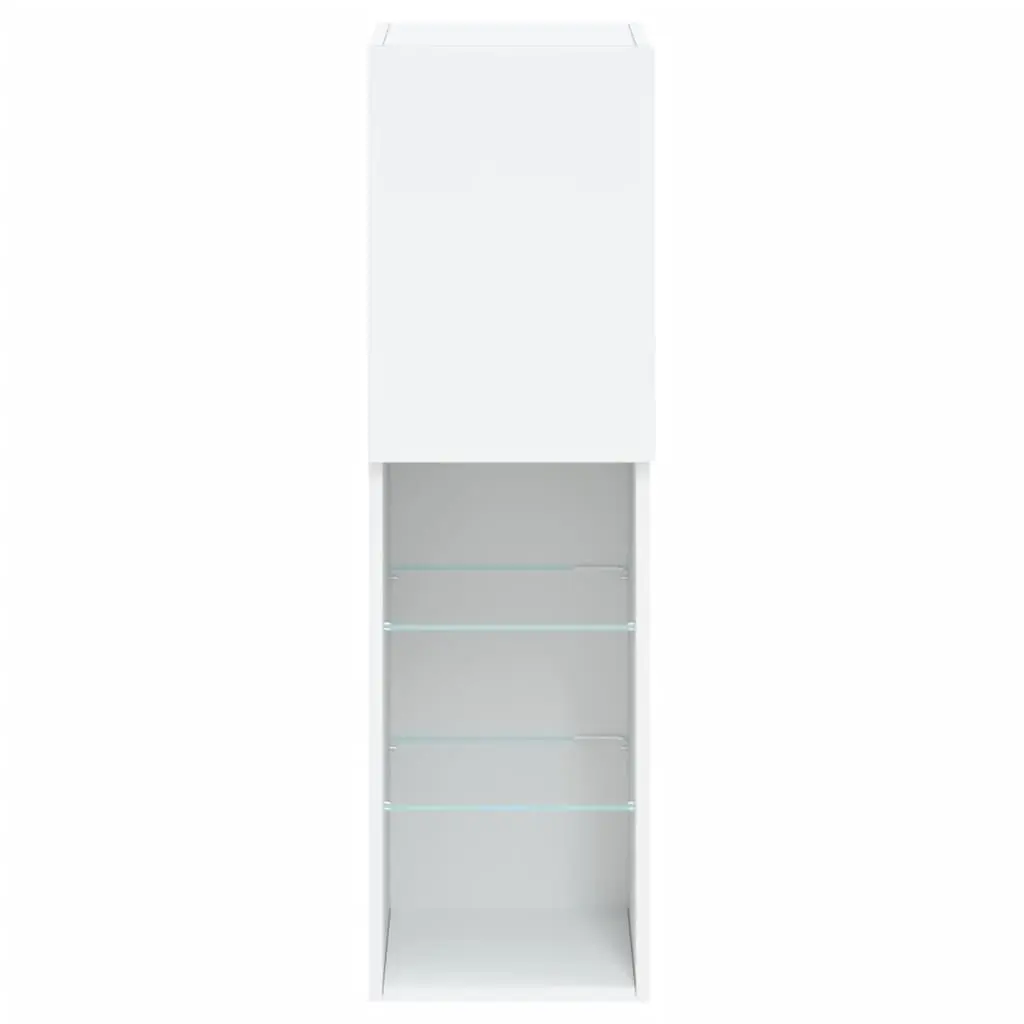 TV Cabinet RGB LED Lights Wall-Mounted Media Unit Storage White 30.5 x 30 x 102 cm