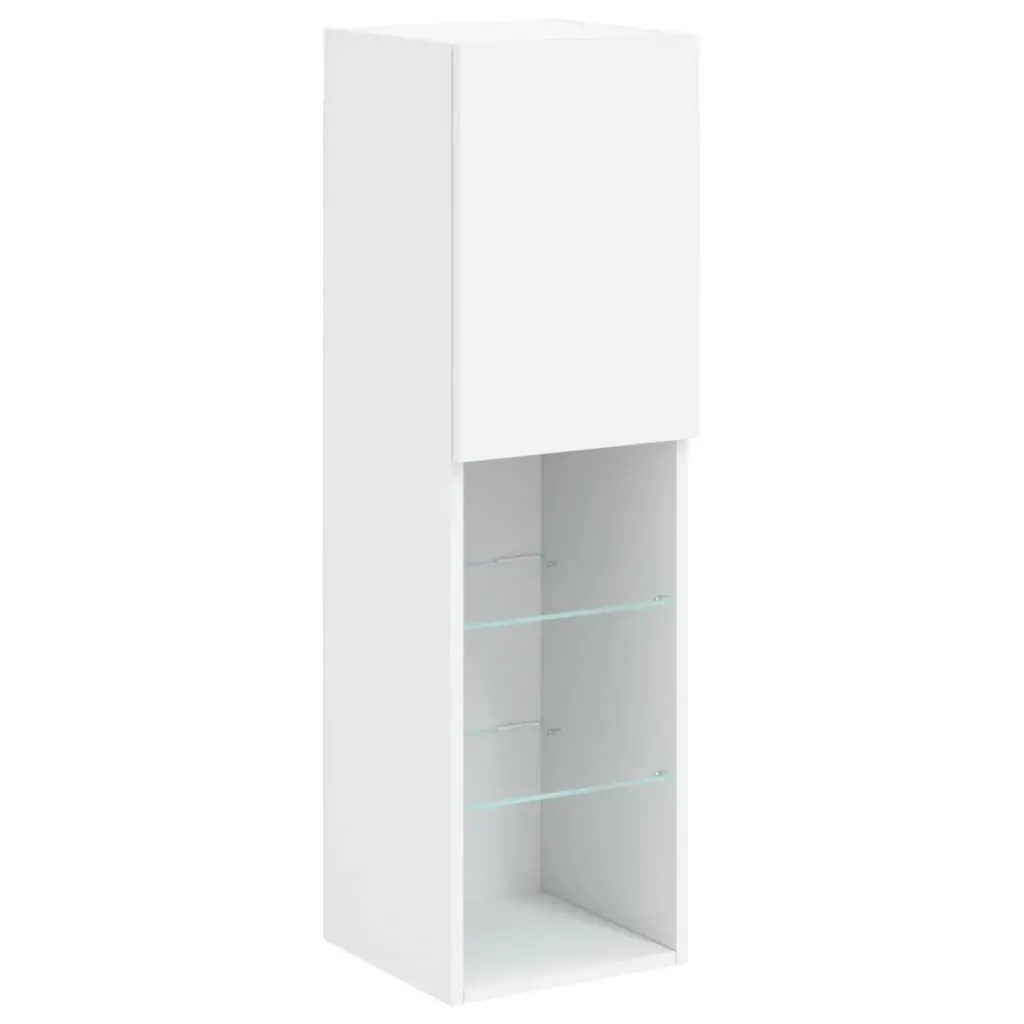 TV Cabinet RGB LED Lights Wall-Mounted Storage Unit White 30.5x30x102cm 2 Piece