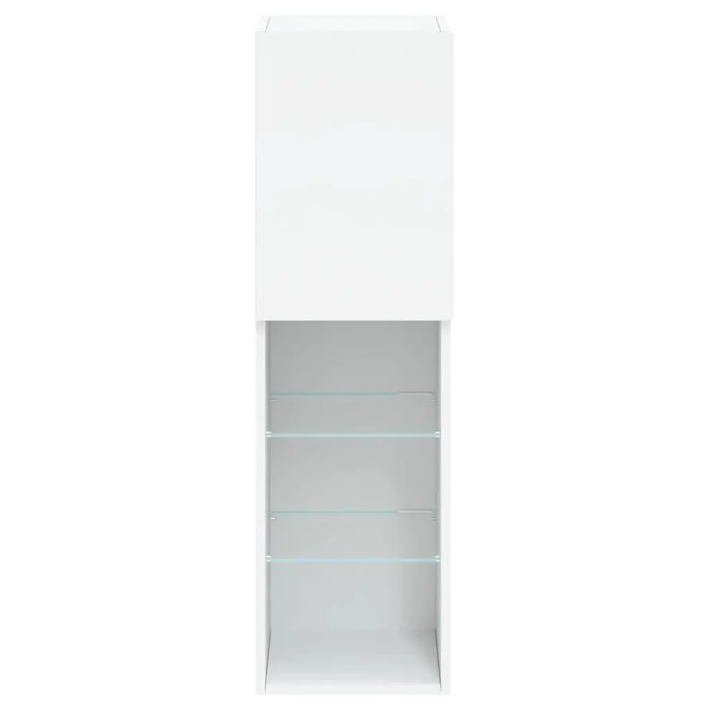 TV Cabinet RGB LED Lights Wall-Mounted Storage Unit White 30.5x30x102cm 2 Piece