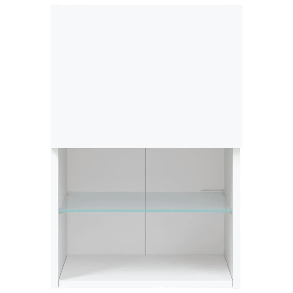 TV Cabinet Media Storage Unit Wall-Mounted 40.5 x 30 x 60 cm White RGB LED Lights 2 Piece
