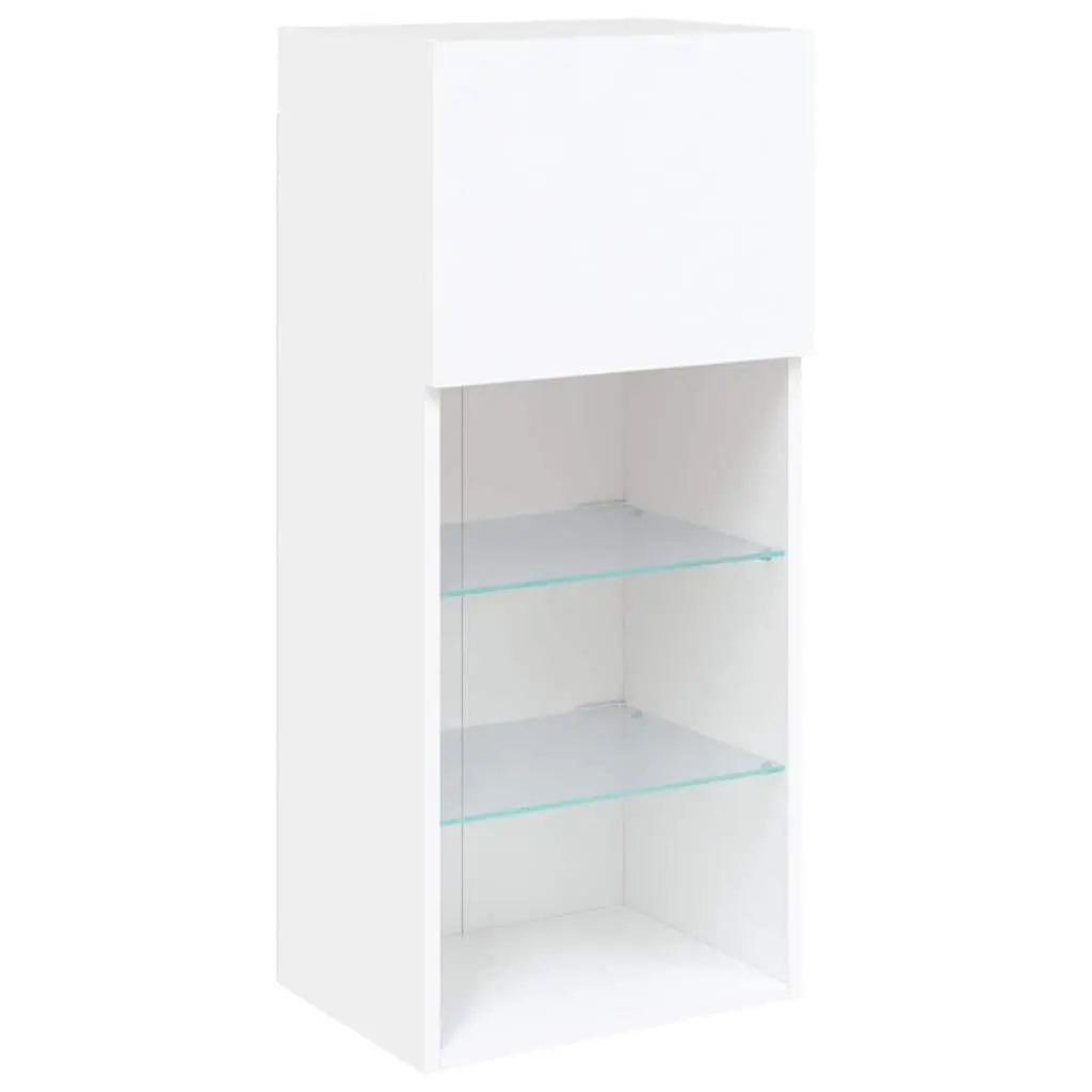 TV Cabinets RGB LED Lights Wall-Mounted Storage Units 40.5x30x90cm White Set of 2