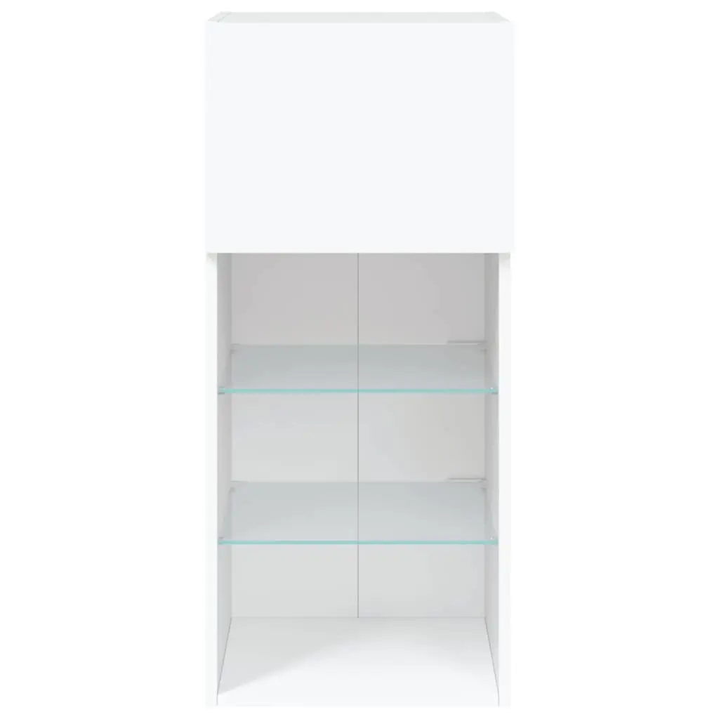 TV Cabinets RGB LED Lights Wall-Mounted Storage Units 40.5x30x90cm White Set of 2