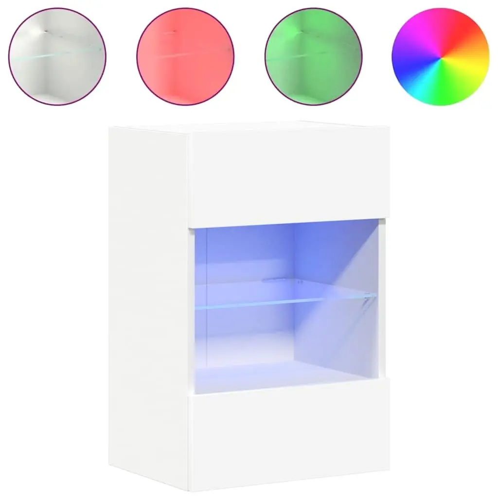 White Wall Cabinets with LED Lighting for Storage