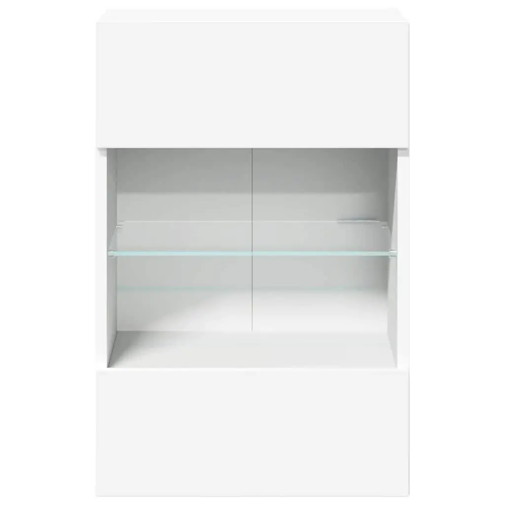 White Wall Cabinets with LED Lighting for Storage