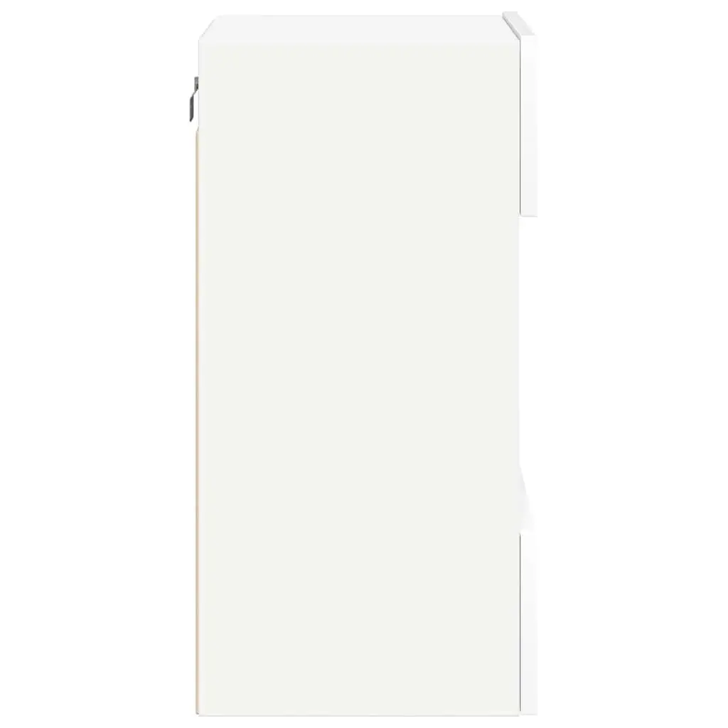 White Wall Cabinets with LED Lighting for Storage