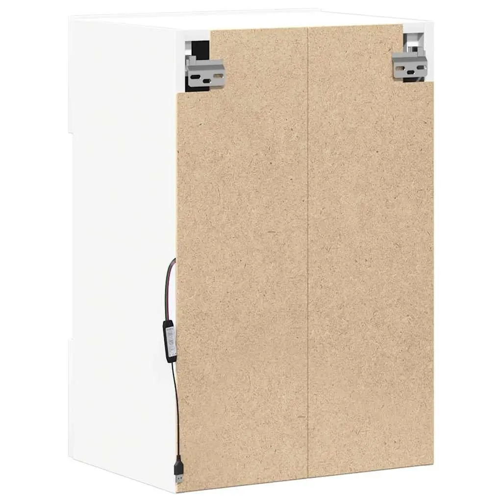 White Wall Cabinets with LED Lighting for Storage
