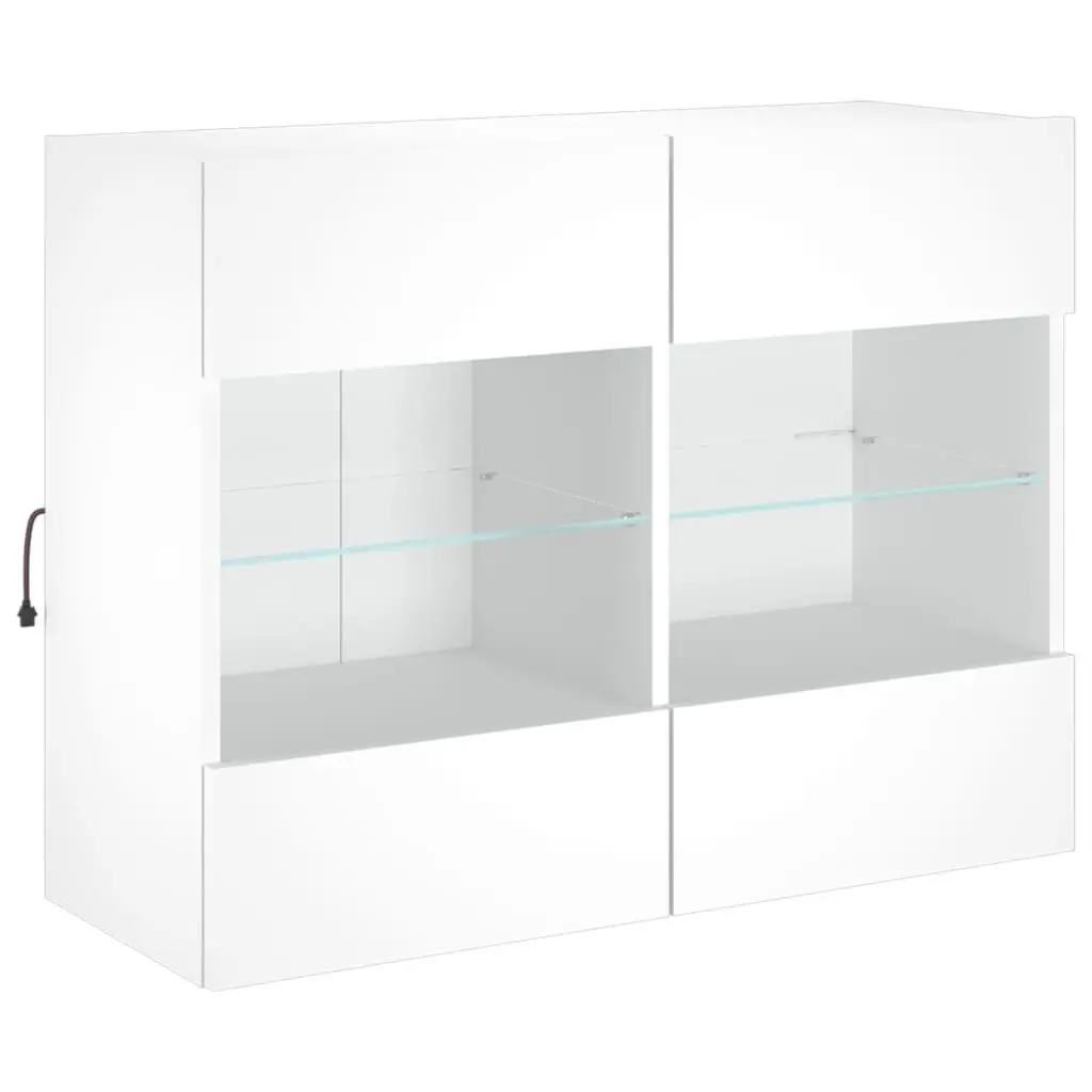 TV Wall Cabinet RGB LED Lights Wall-Mounted Media Storage Unit 78.5 x 30 x 60.5 cm White