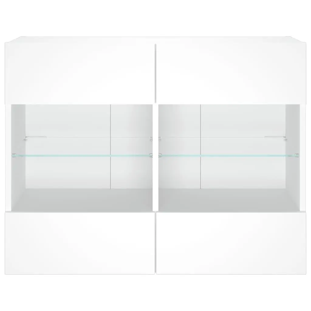 TV Wall Cabinet RGB LED Lights Wall-Mounted Media Storage Unit 78.5 x 30 x 60.5 cm White