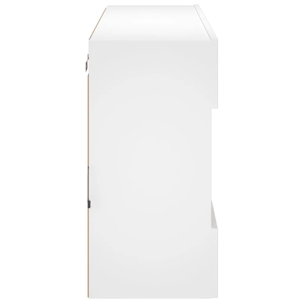 TV Wall Cabinet with RGB LED Lights Media Storage Unit White Floating Shelves