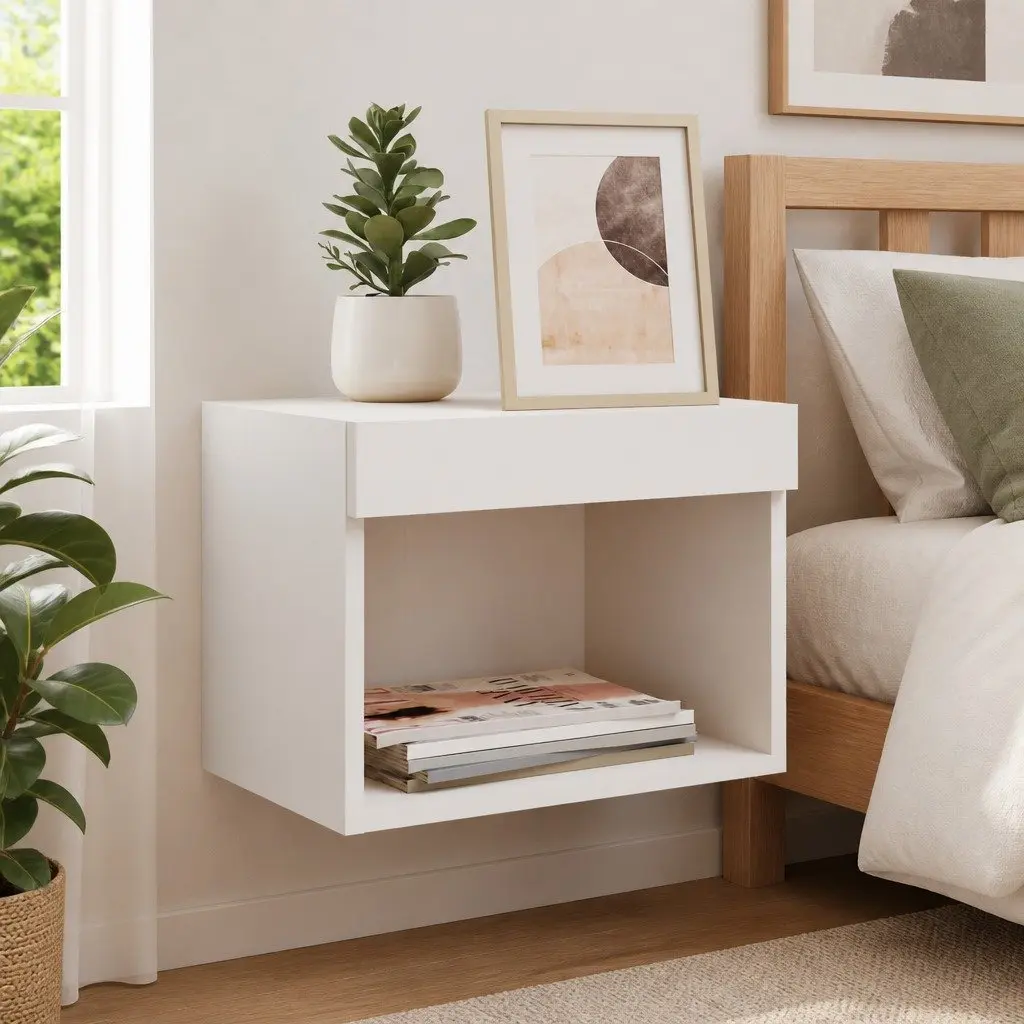 Wall-mounted Bedside Cabinet Featuring RGB LED Lights