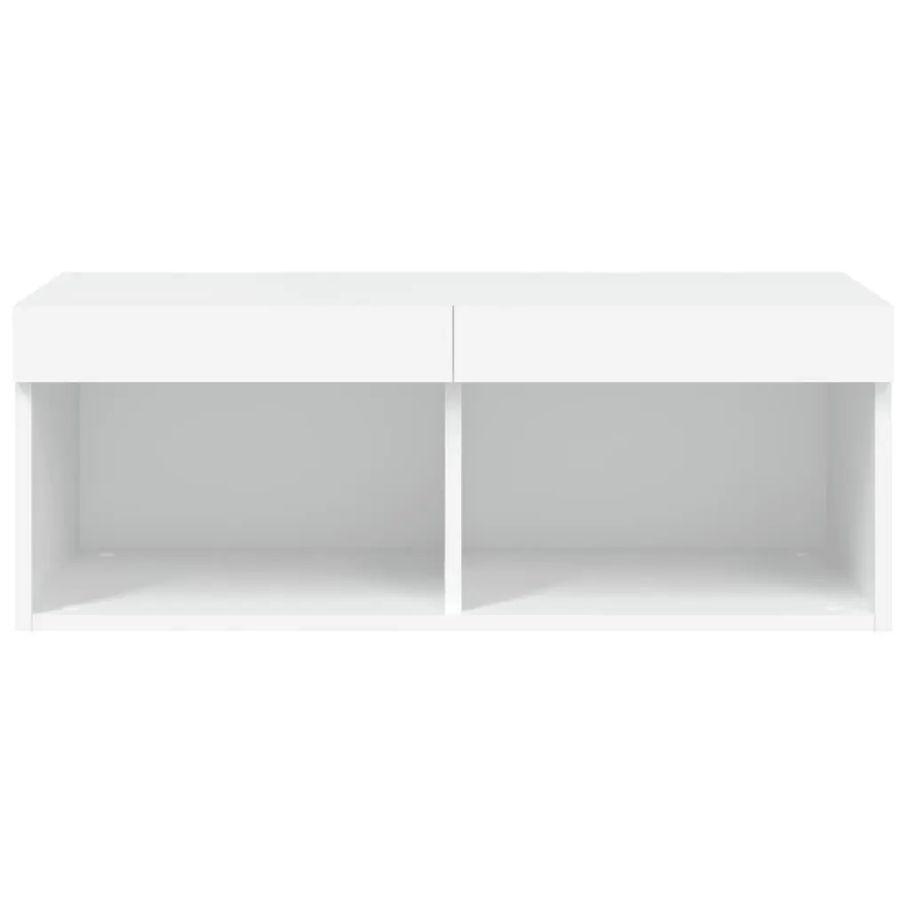 TV Cabinet Media Storage Unit Wall-Mounted 80x30x30cm White RGB LED Lights