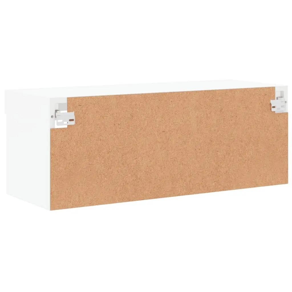 TV Cabinet Media Storage Unit Wall-Mounted 80x30x30cm White RGB LED Lights
