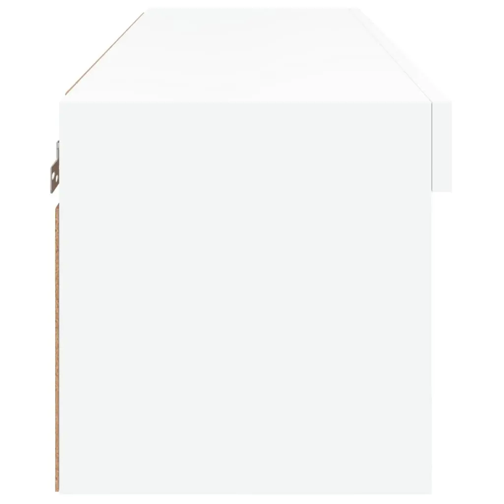 TV Cabinet Media Storage Unit Wall-Mounted 80x30x30cm White RGB LED Lights
