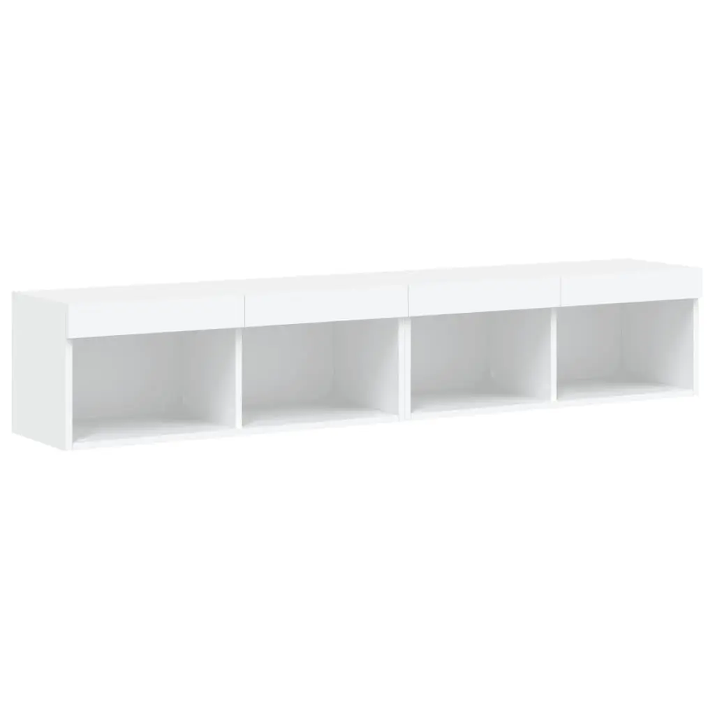 TV Cabinet with RGB LED Lights Wall-Mounted White Storage Unit 80x30x30cm Set
