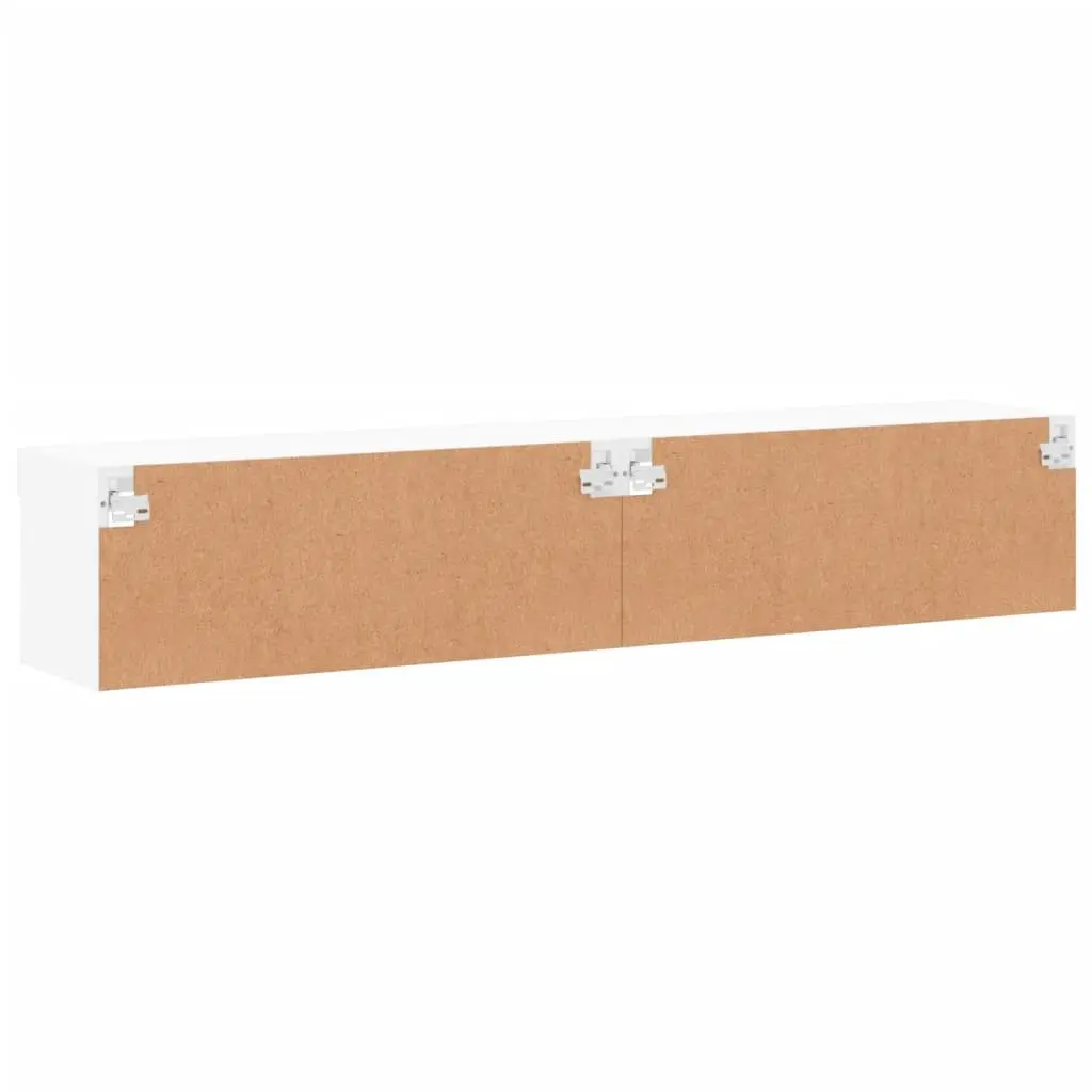 TV Cabinet with RGB LED Lights Wall-Mounted White Storage Unit 80x30x30cm Set