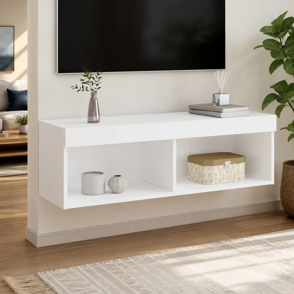 TV Cabinet with Ample Storage and LED Lights