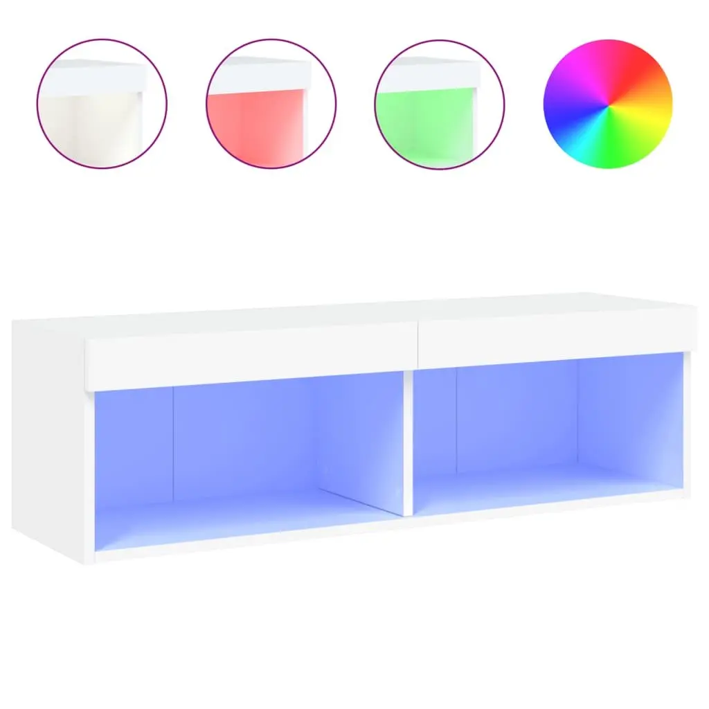 TV Cabinet with Ample Storage and LED Lights