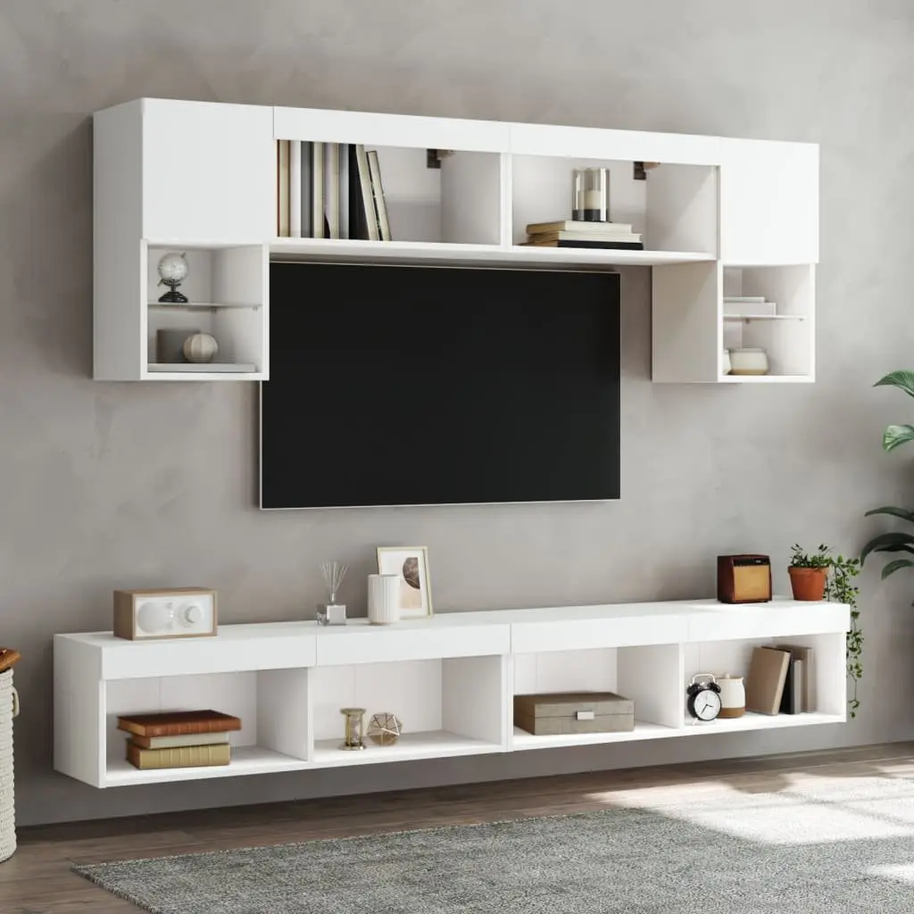 TV Cabinet with Ample Storage and LED Lights