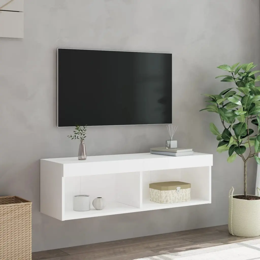 TV Cabinet with Ample Storage and LED Lights