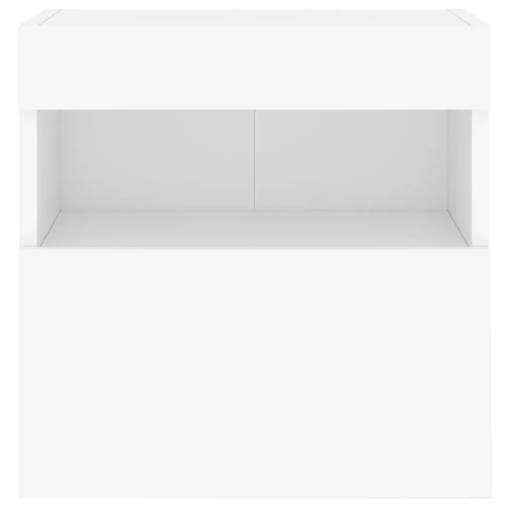 TV Wall Cabinets with RGB LED Lights 2pc White Floating Storage Unit