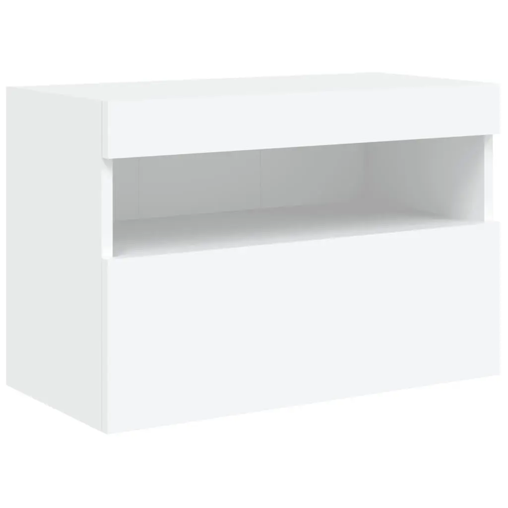 Floating TV Cabinet in White with LED Lights