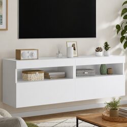 Reliable White TV Wall Cabinets with LED Lighting