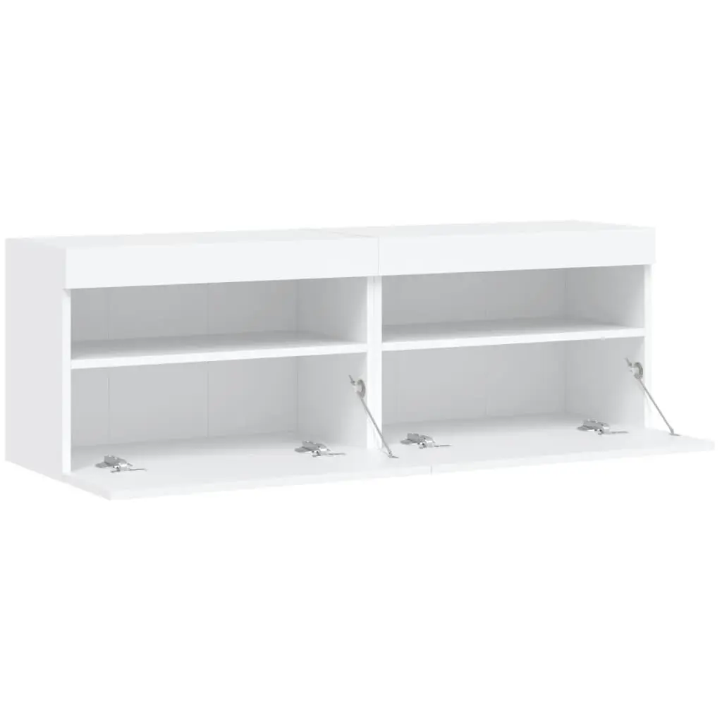 TV Wall Cabinet RGB LED Lights Storage Unit 60x30x40cm White