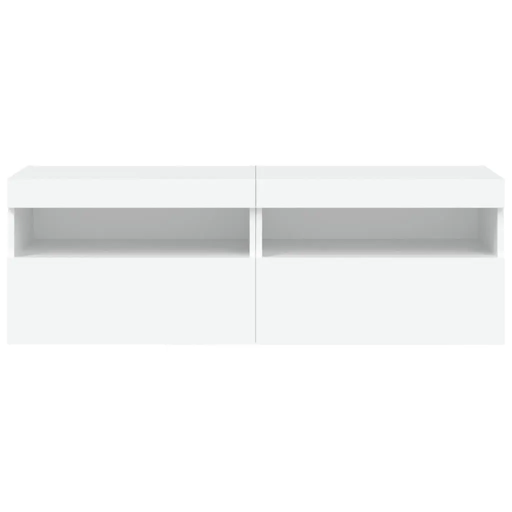 TV Wall Cabinet RGB LED Lights Storage Unit 60x30x40cm White