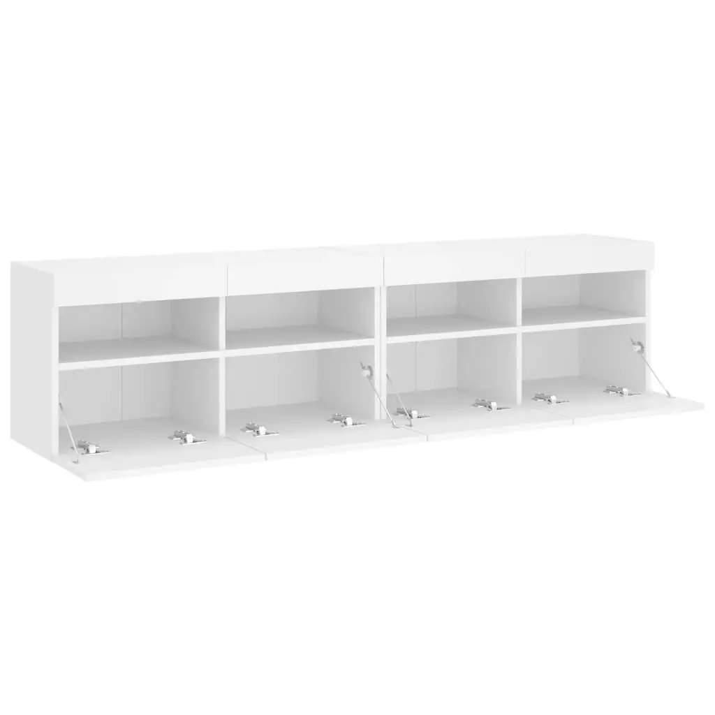 TV Wall Cabinet RGB LED Lights Floating Storage Unit White 80x30x40cm 2 Piece