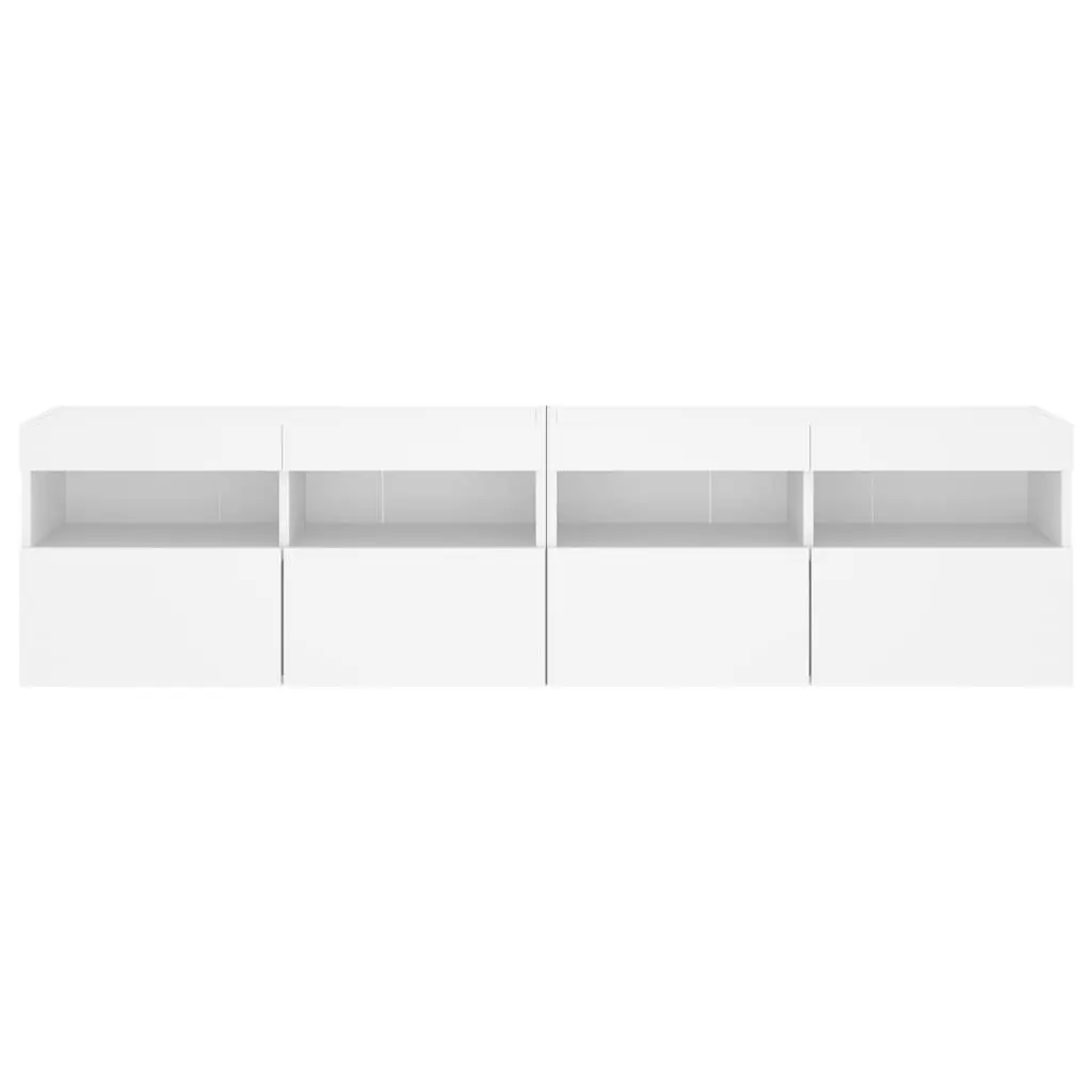 TV Wall Cabinet RGB LED Lights Floating Storage Unit White 80x30x40cm 2 Piece