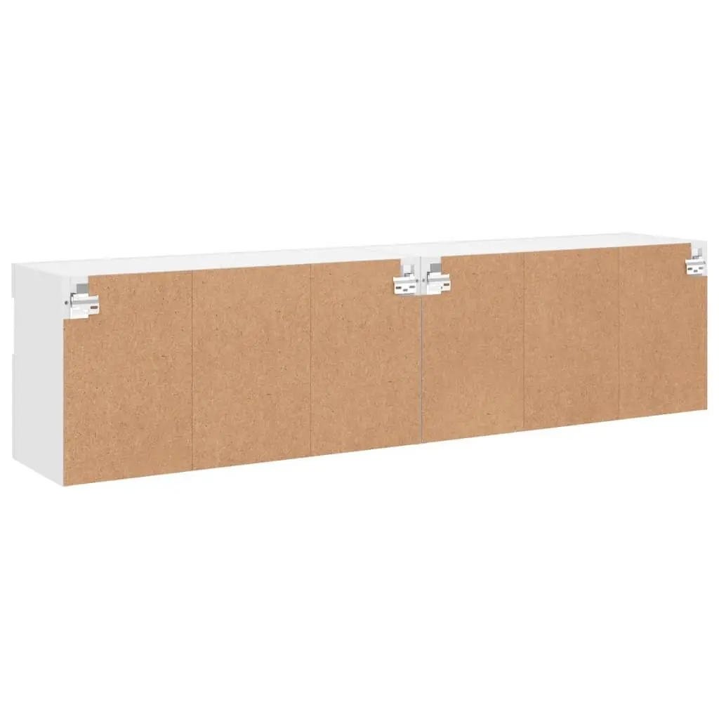 TV Wall Cabinet RGB LED Lights Floating Storage Unit White 80x30x40cm 2 Piece