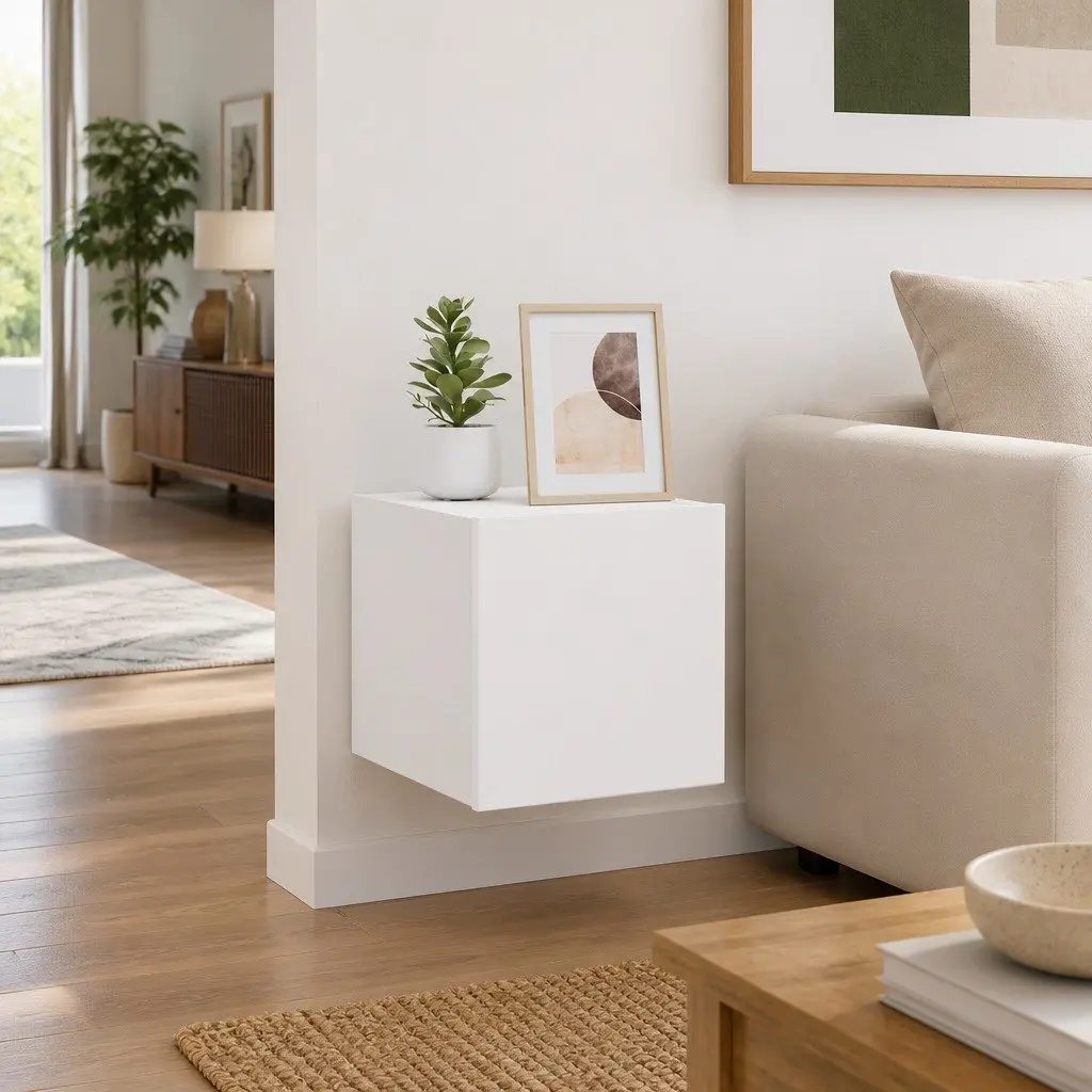 White TV Wall Cabinets with Storage and Lights