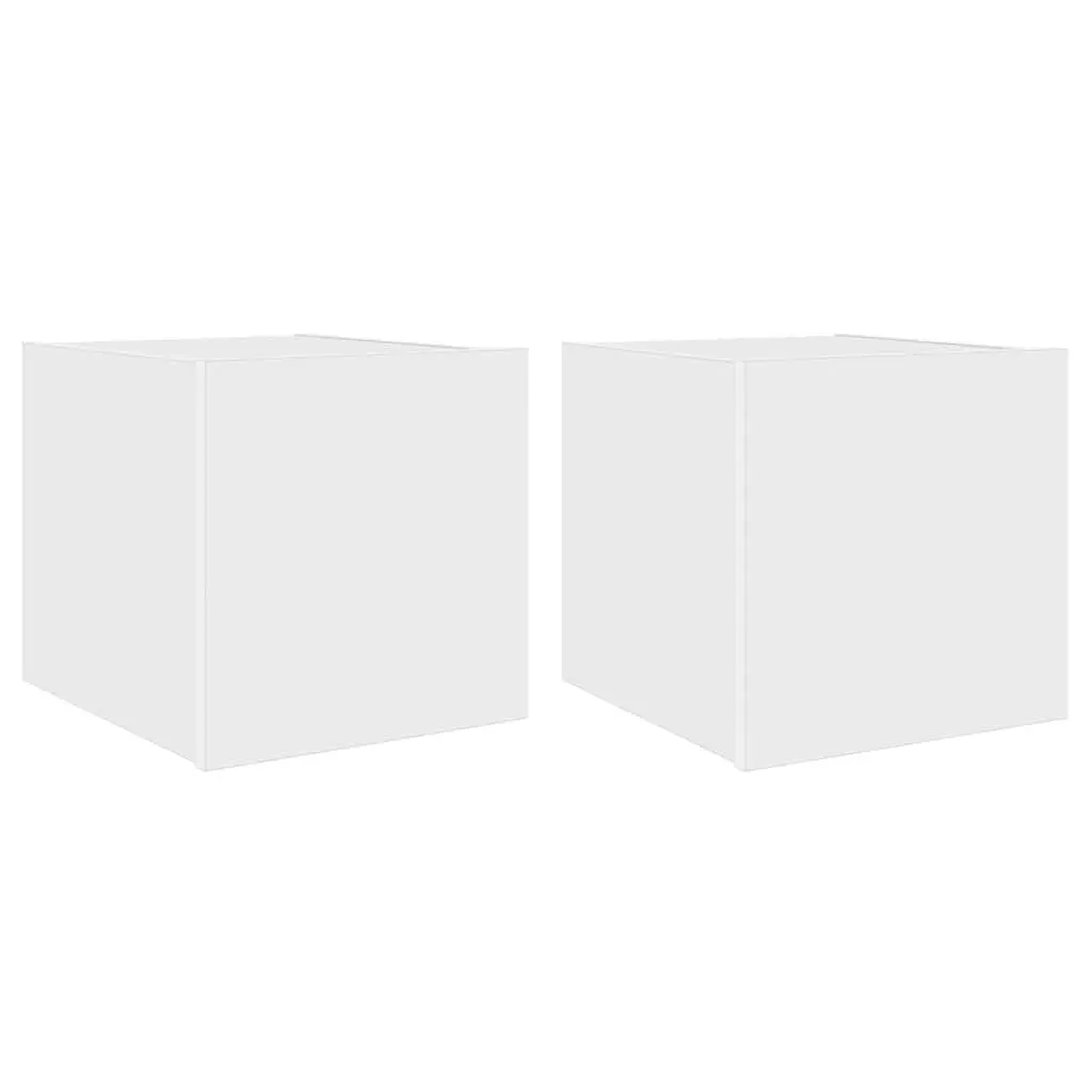 White TV Wall Cabinets with Storage and Lights