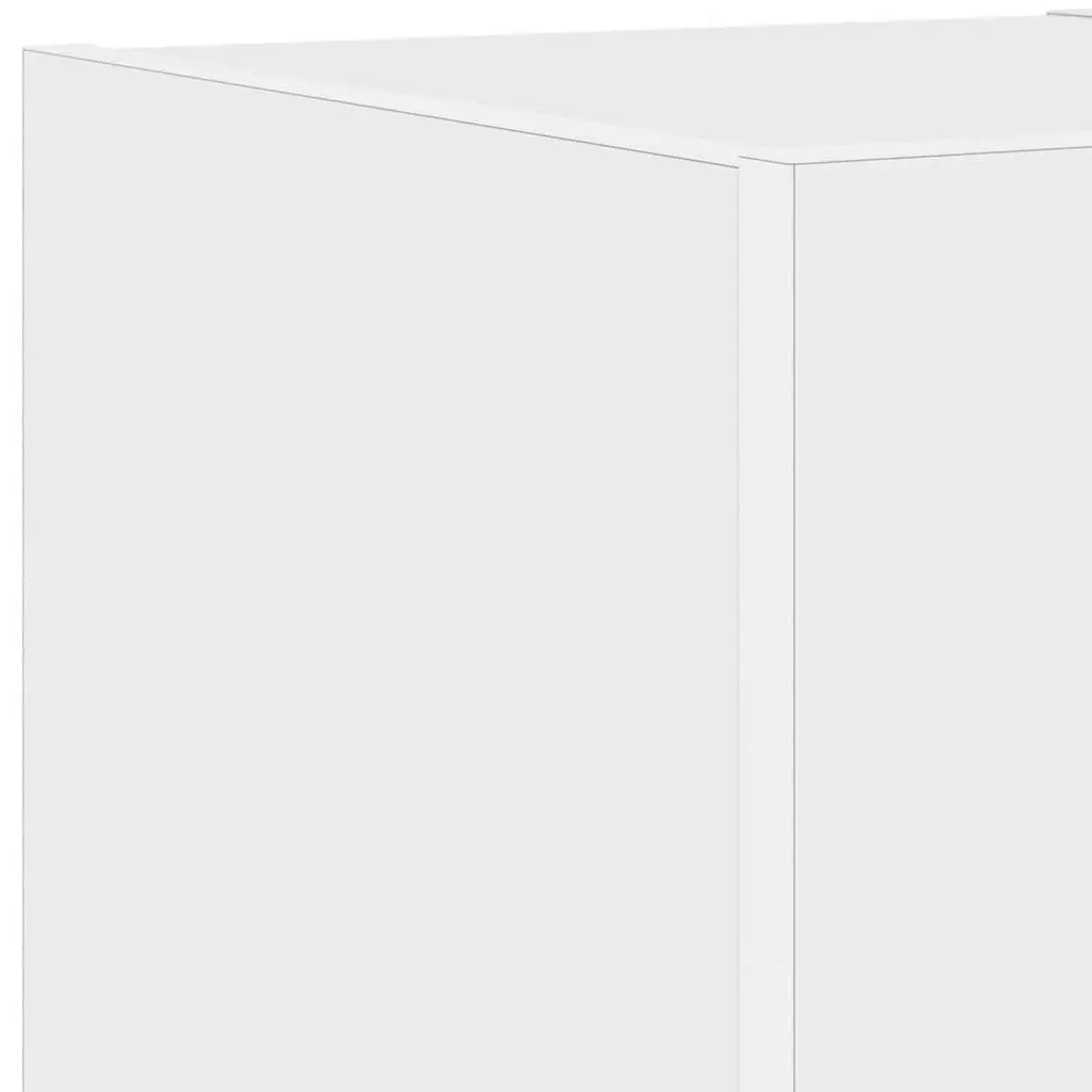 White TV Wall Cabinets with Storage and Lights