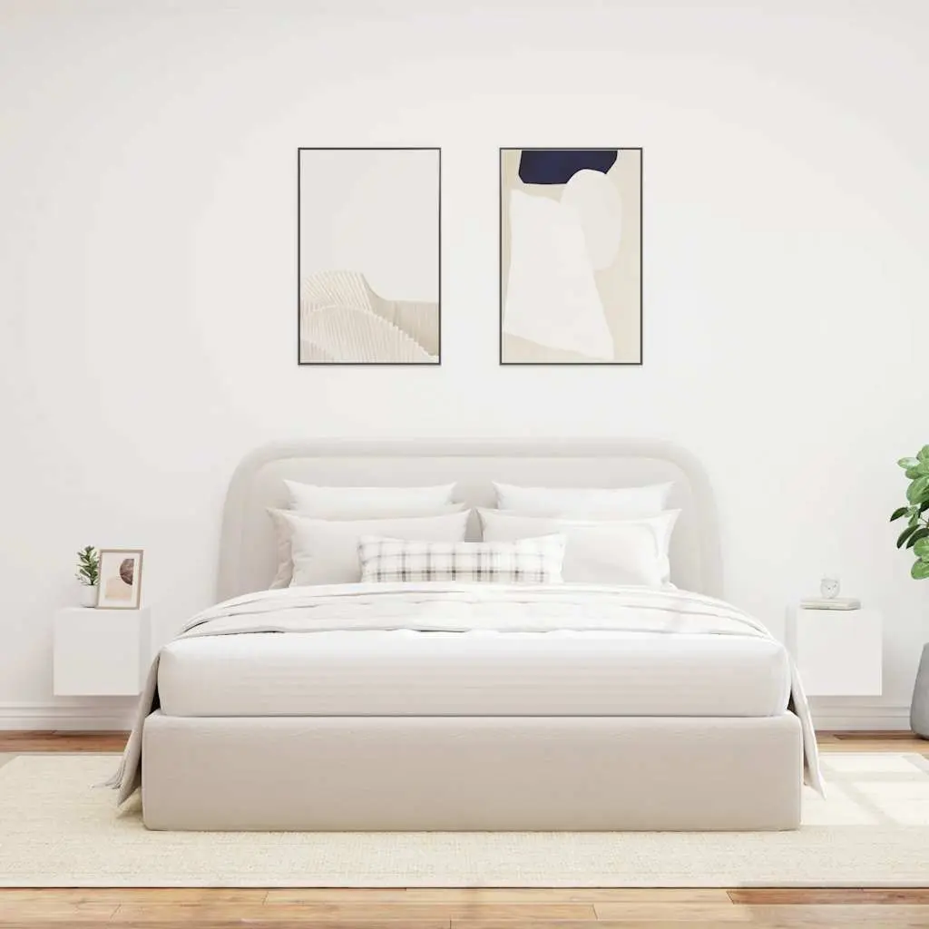 White TV Wall Cabinets with Storage and Lights
