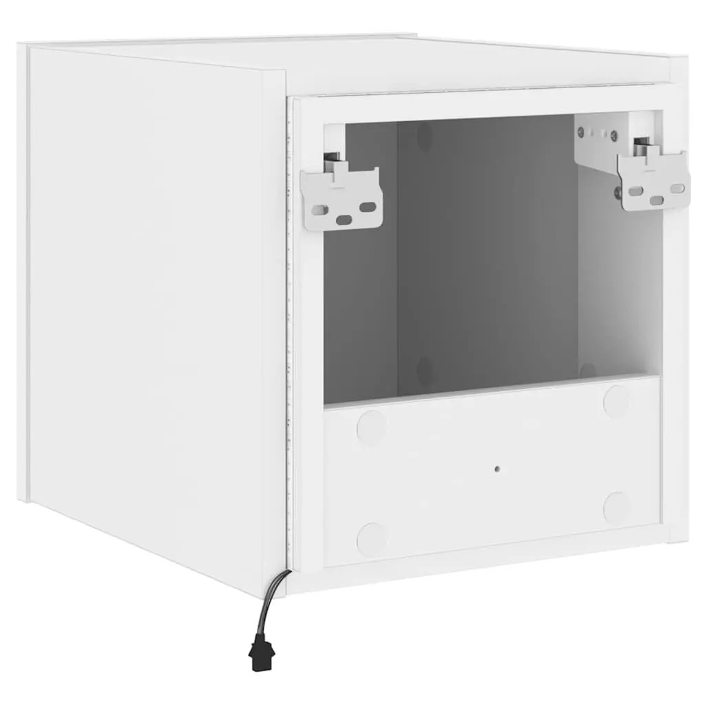 White TV Wall Cabinets with Storage and Lights