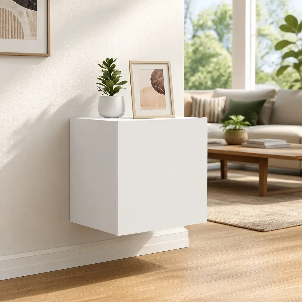 White Media Cabinets with RGB Lighting