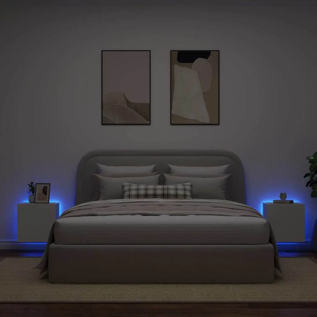White Media Cabinets with RGB Lighting
