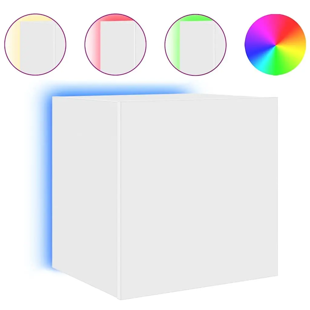 White Media Cabinets with RGB Lighting