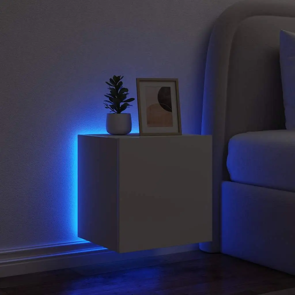 White Media Cabinets with RGB Lighting