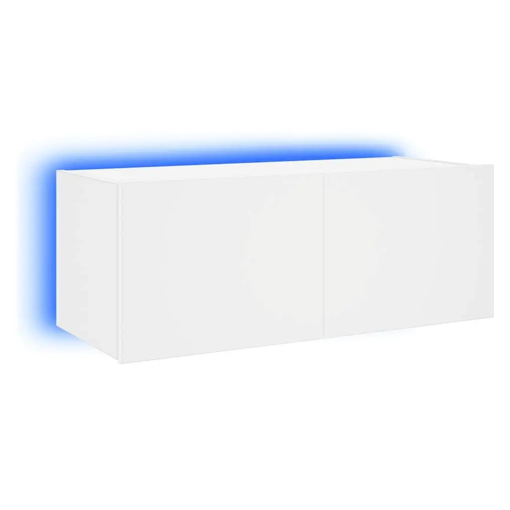 White TV Wall Cabinet with RGB Lighting