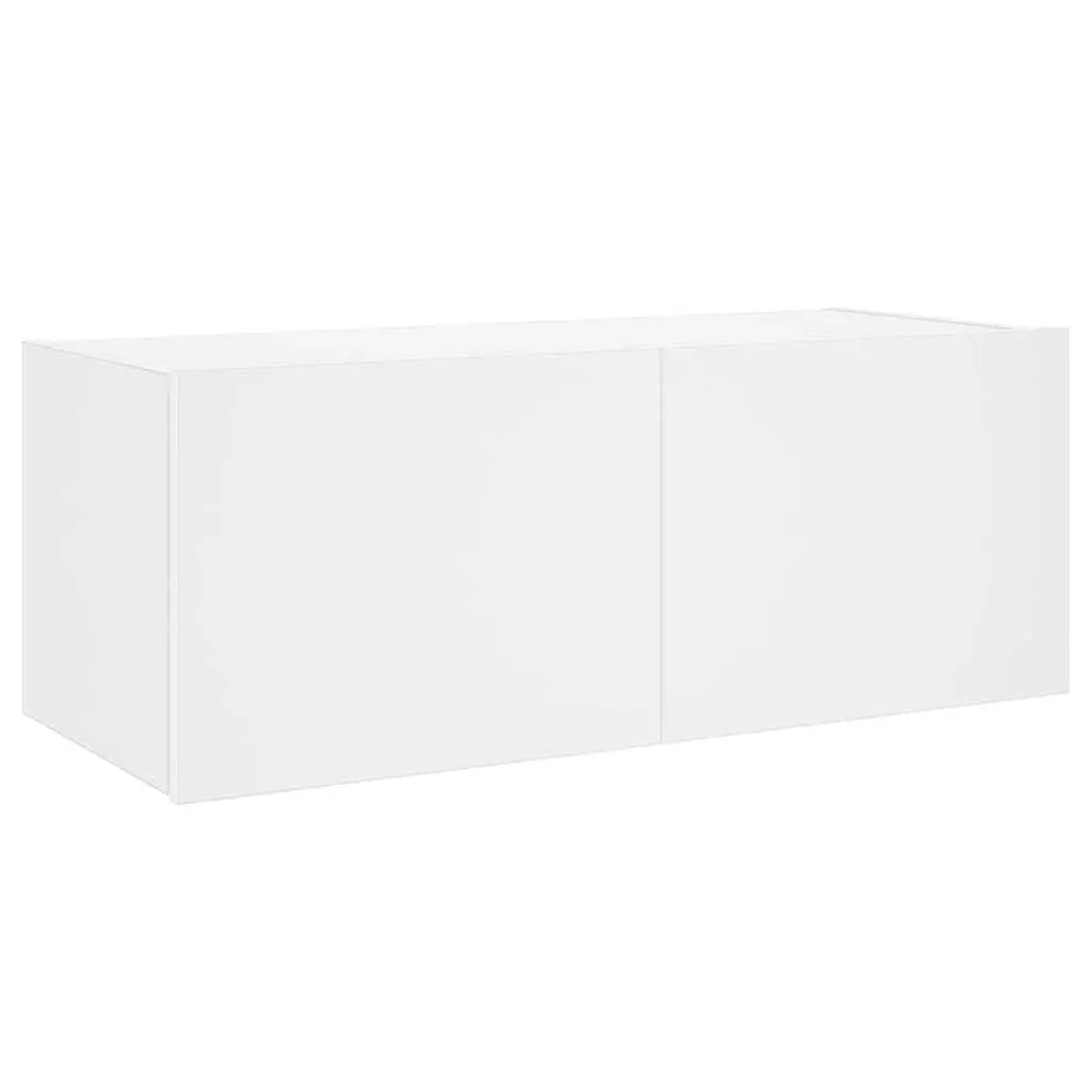 White TV Wall Cabinet with RGB Lighting