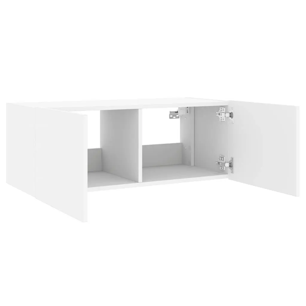 White TV Wall Cabinet with RGB Lighting