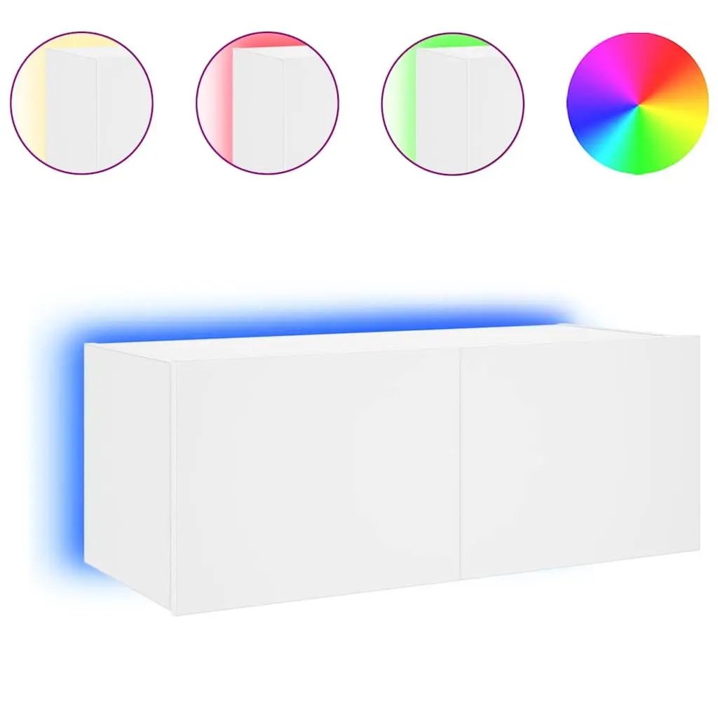 White TV Wall Cabinet with RGB Lighting
