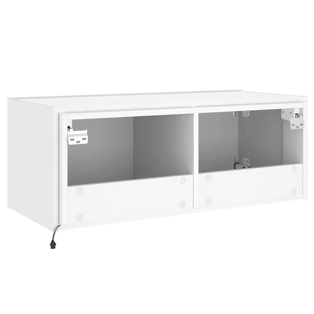 White TV Wall Cabinet with RGB Lighting