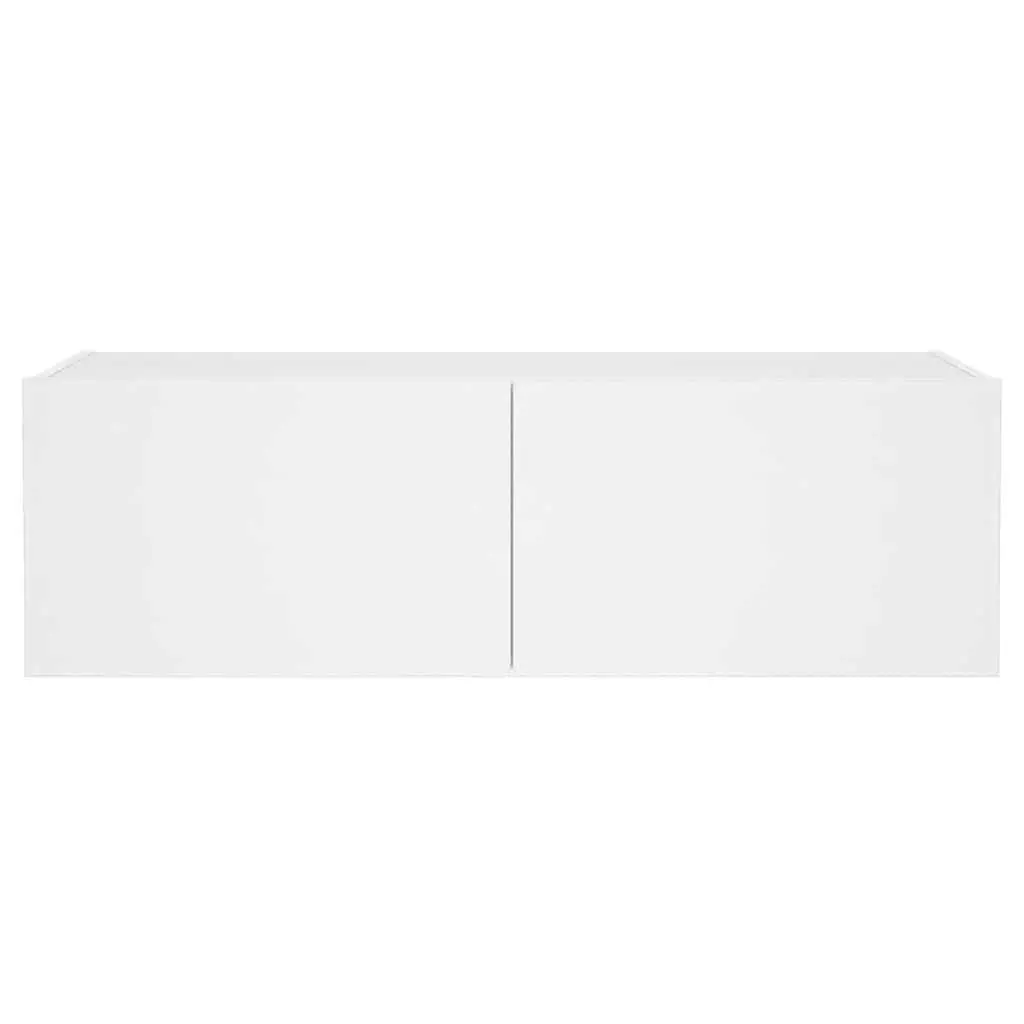 TV Wall Cabinet Storage White Wall-Mounted Media Unit 100 x 35 x 31 cm with RGB LED Lights