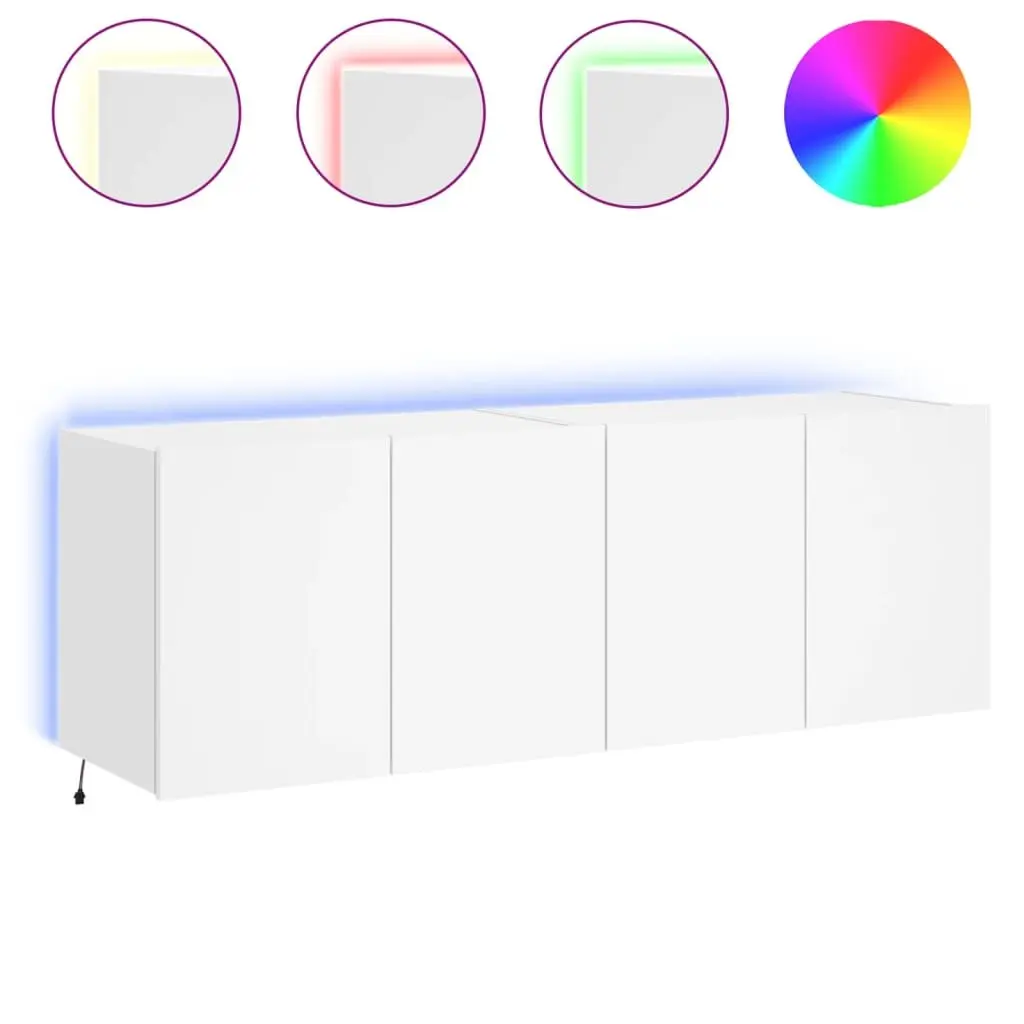TV Wall Cabinets with RGB LED Lights 2 pcs White Floating Storage Unit