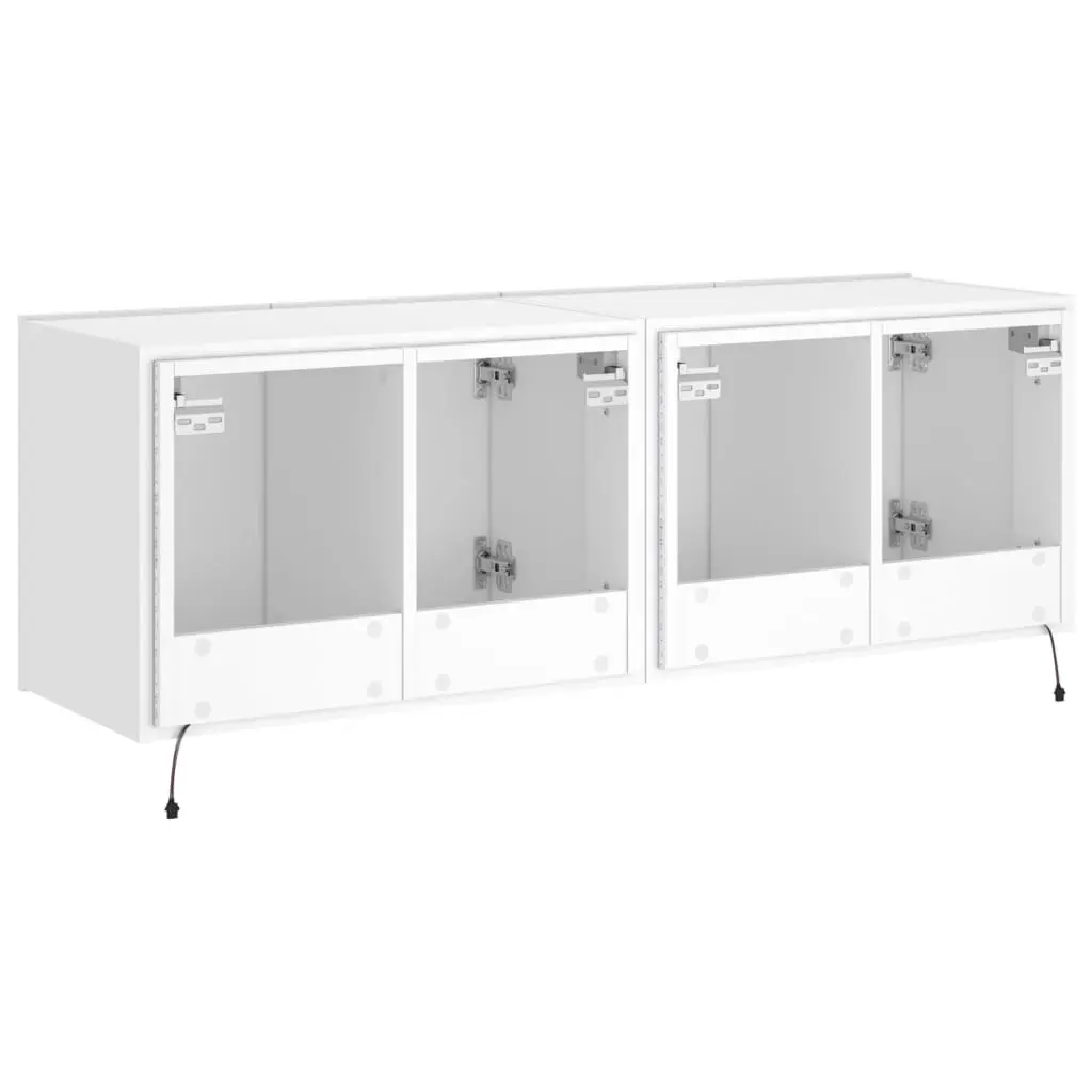 TV Wall Cabinets with RGB LED Lights 2 pcs White Floating Storage Unit