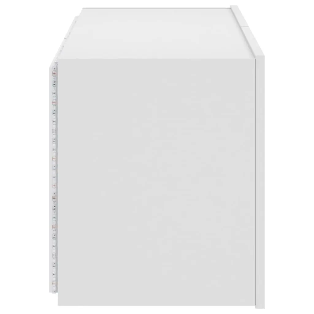 TV Wall Cabinet Storage Unit Floating Media Console Shelf White RGB LED Lights 80x35x41 cm